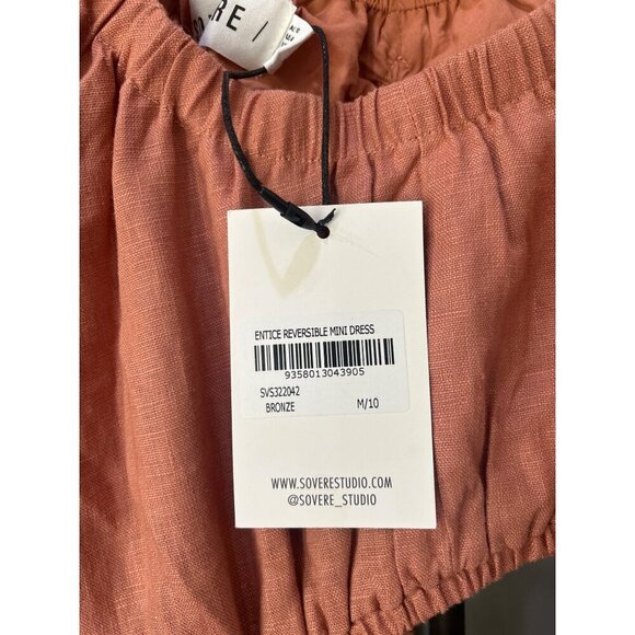 Sovere Entice Reversible Mini Cutout Linen Dress Bronze Womens Size Medium - Picture 10 of 10